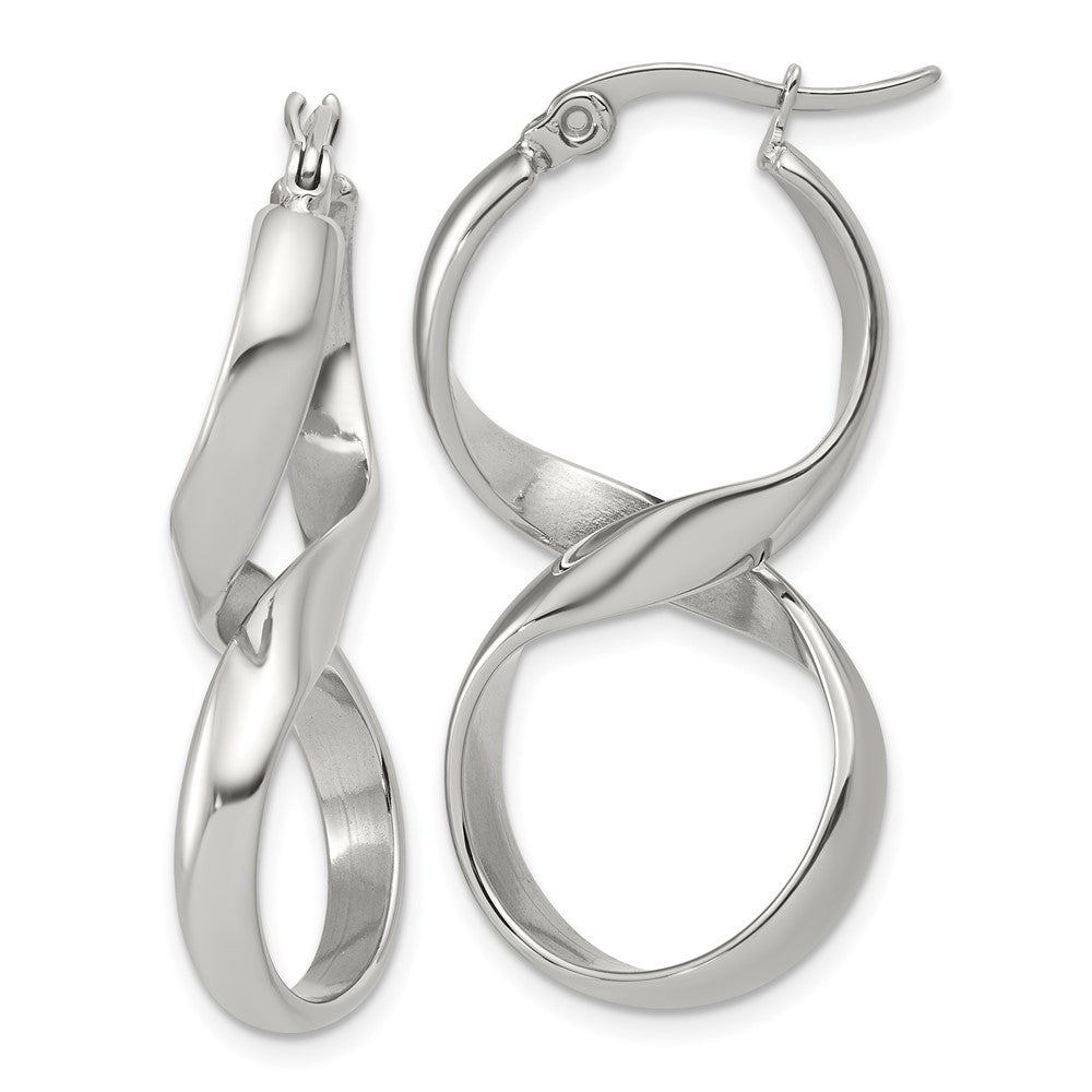 SRE1158 Chisel Stainless Steel Polished Infinity Symbol Twist Hoop Earrings