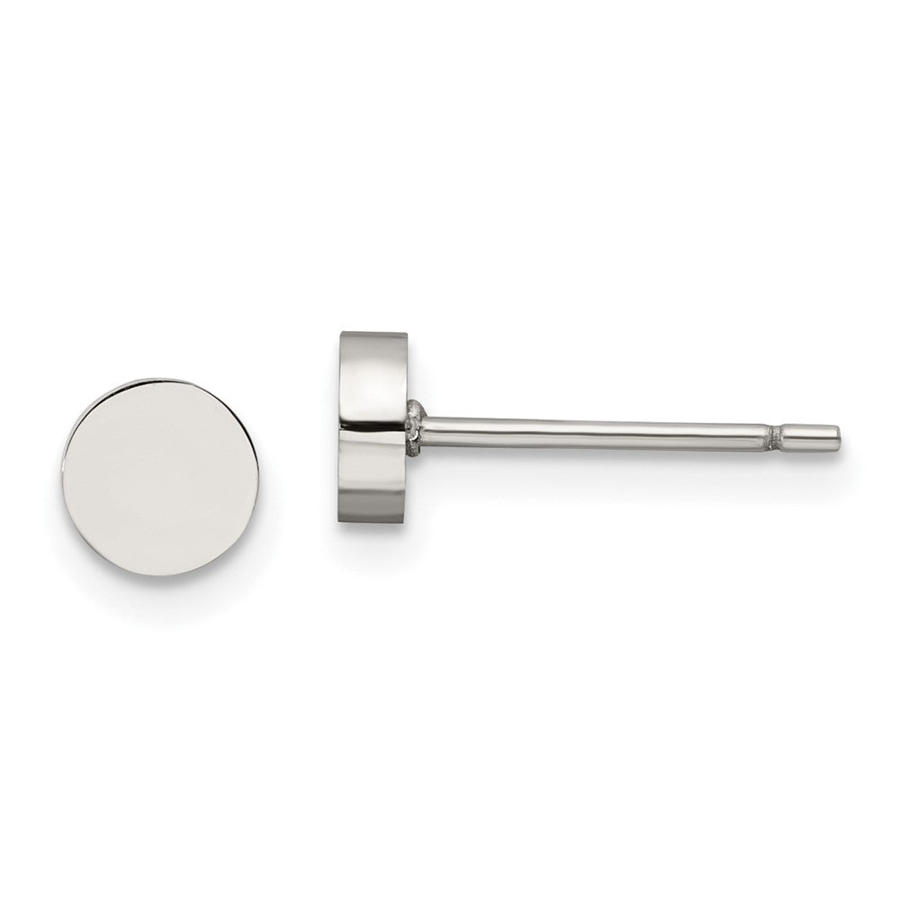 SRE1179 Chisel Stainless Steel Polished Circle Post Earrings