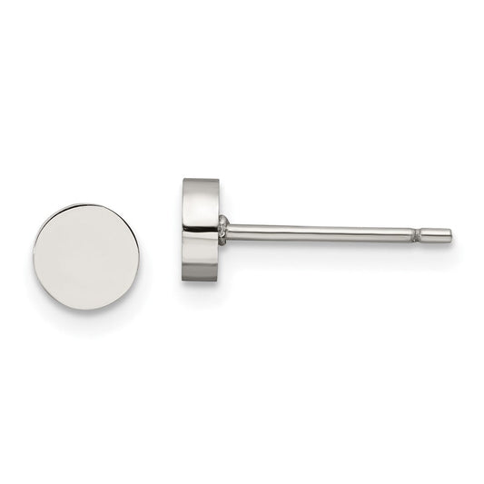 SRE1179 Chisel Stainless Steel Polished Circle Post Earrings