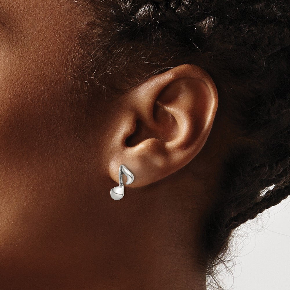 SRE1196 Chisel Stainless Steel Polished Music Note Post Earrings