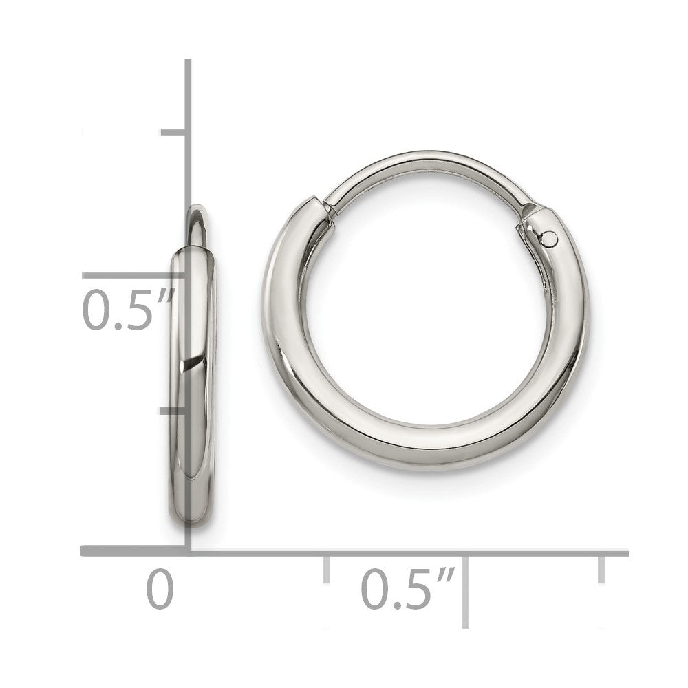SRE1374 Chisel Stainless Steel Polished 2mm Endless Hoop Earrings