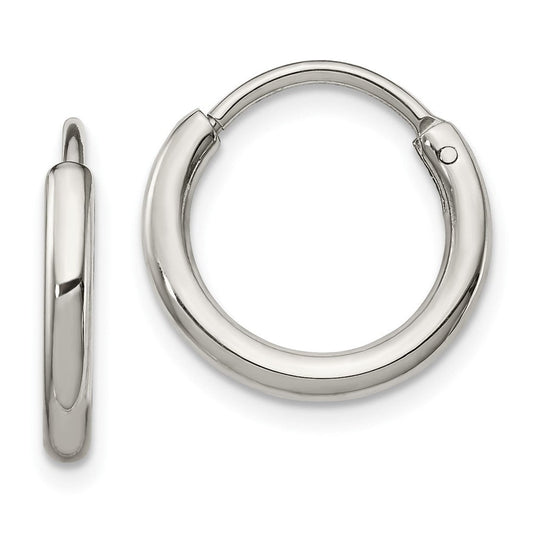 SRE1374 Chisel Stainless Steel Polished 2mm Endless Hoop Earrings