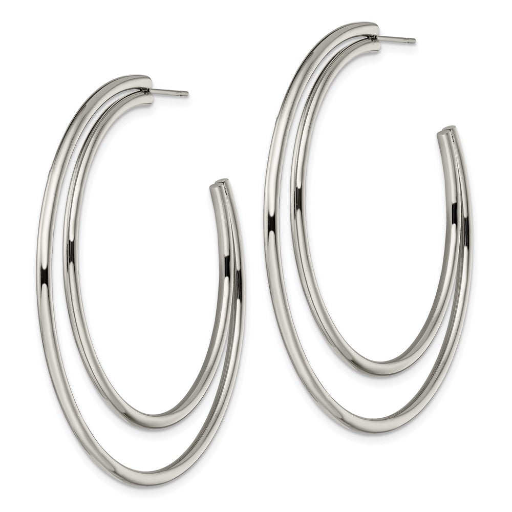 SRE1416 Chisel Stainless Steel Polished Post Hoop Earrings
