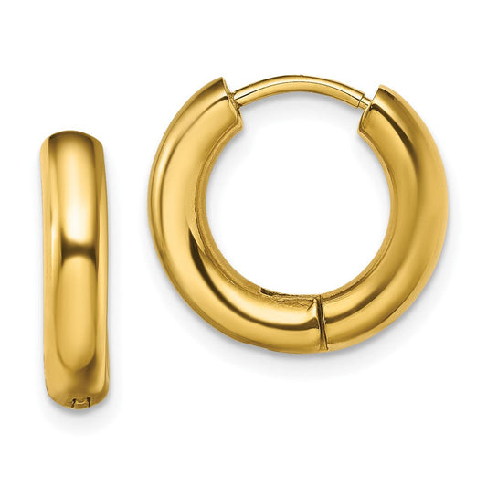 SRE1488 Chisel Stainless Steel Polished Yellow IP-plated 3.5mm Hinged Hoop Earrings