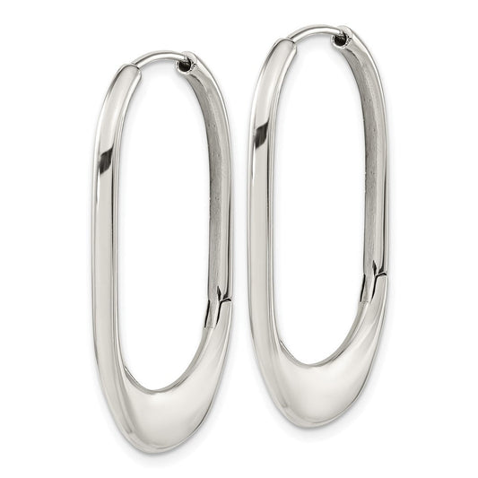 SRE1577 Chisel Stainless Steel Polished Hinged Hoop Earrings