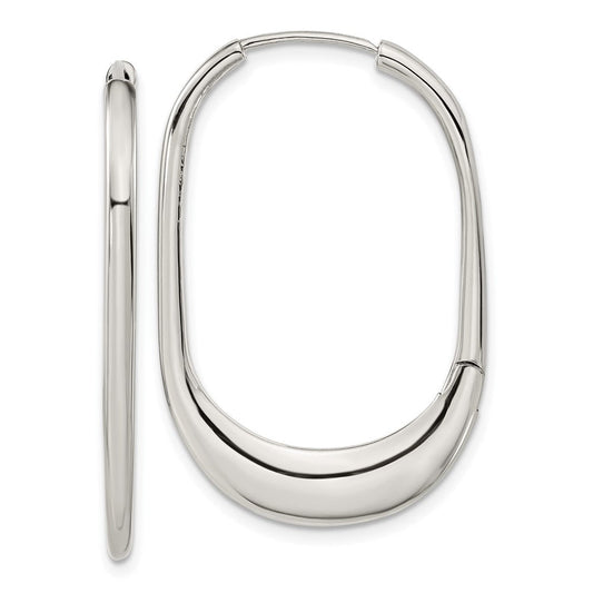 SRE1577 Chisel Stainless Steel Polished Hinged Hoop Earrings