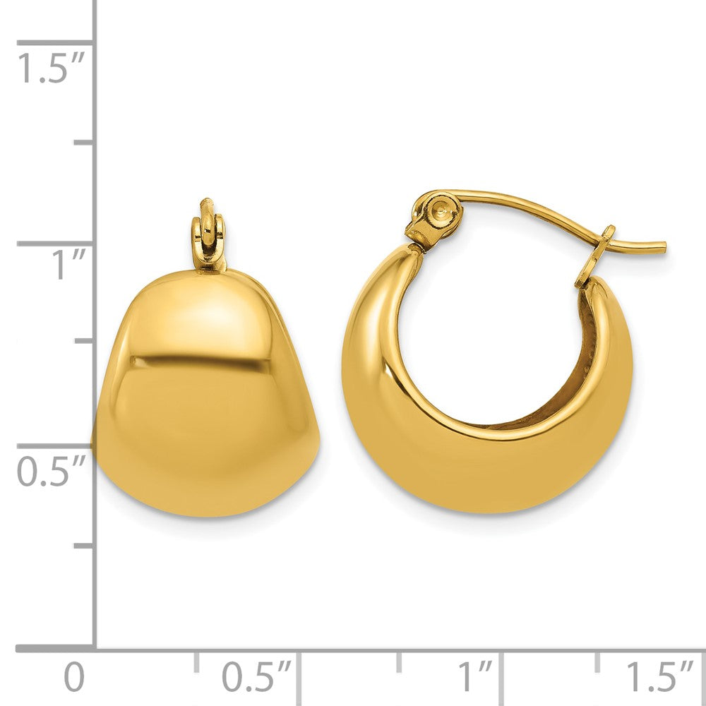 SRE1643 Chisel Stainless Steel Polished Yellow IP-plated Round Hoop Earrings