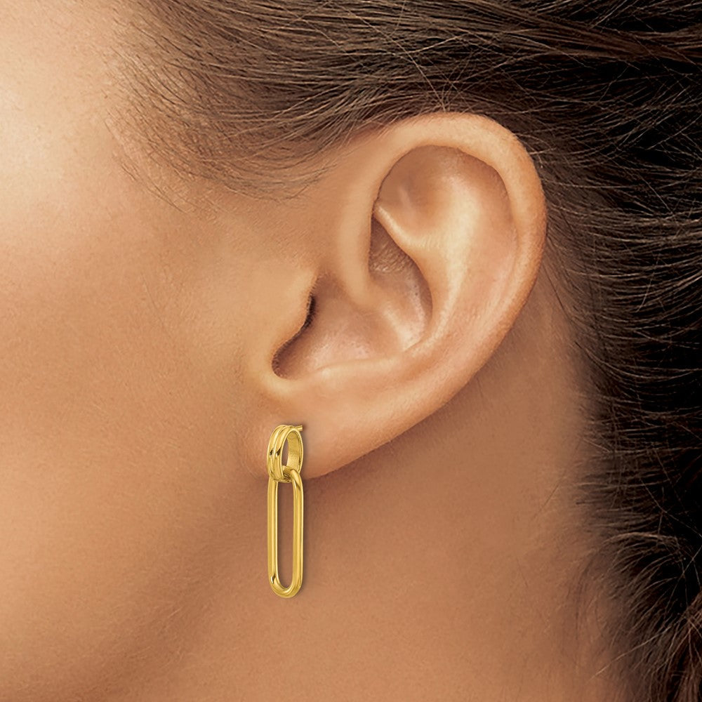 SRE1788 Chisel Stainless Steel Polished Yellow IP-plated Post Dangle Earrings