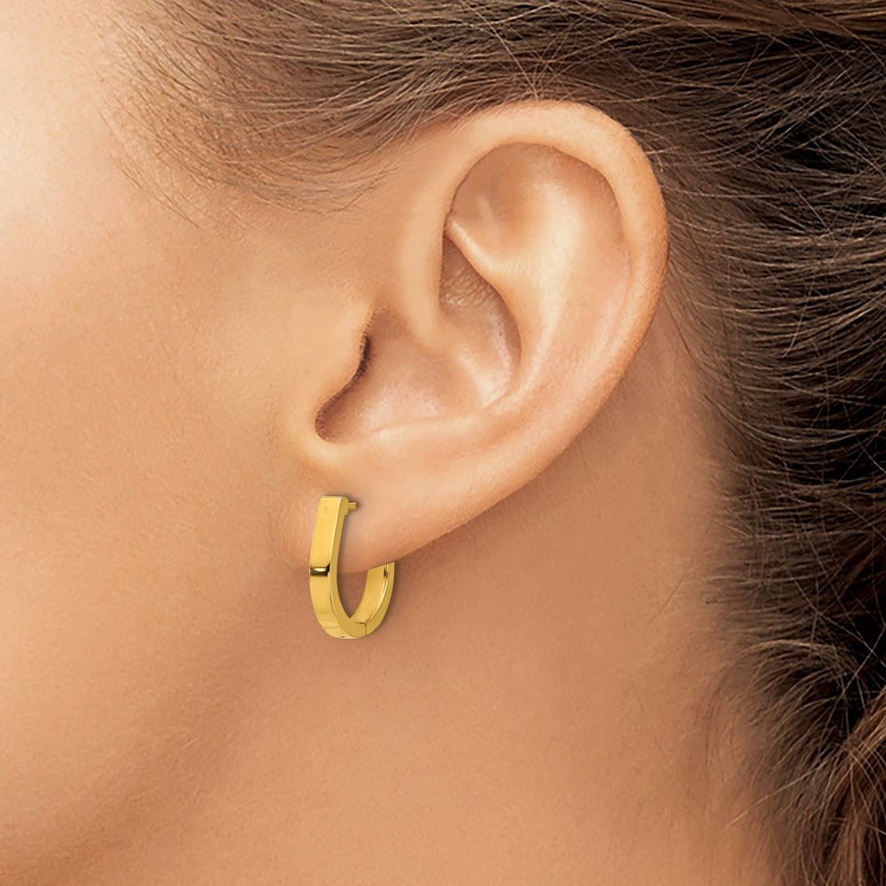 SRE1802 Stainless Steel Polished Yellow IP-plated 3mm Hoop Earrings