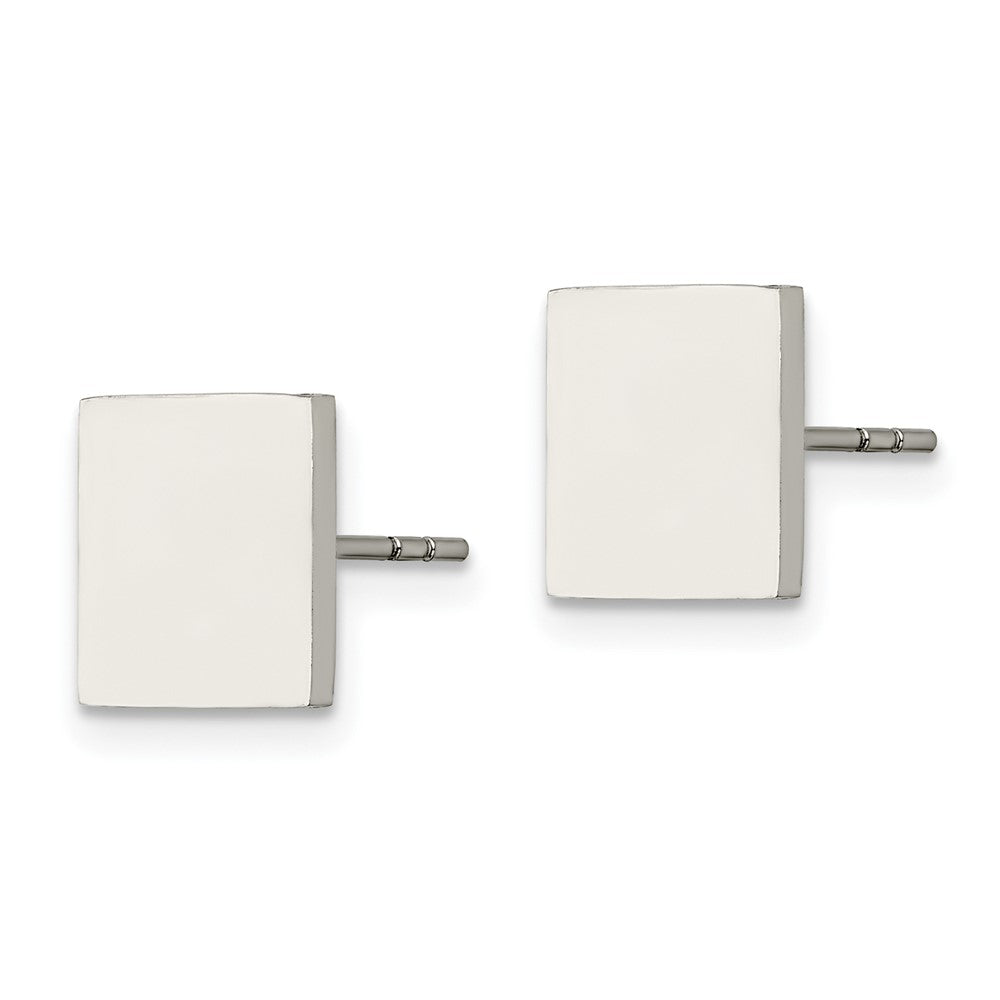 SRE326 Chisel Stainless Steel Polished Square Post Earrings