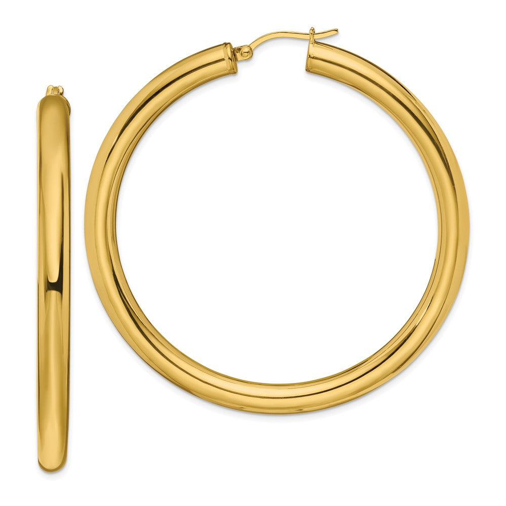 SRE541GP Chisel Stainless Steel Polished Yellow IP-plated Hoop Earrings