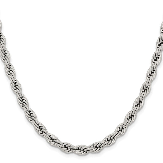 Chisel Stainless Steel Polished 6mm22 inch Rope ChainSRN1243