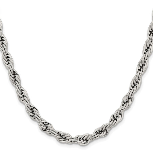 Chisel Stainless Steel Polished 7mm 20 inch Rope ChainSRN1244
