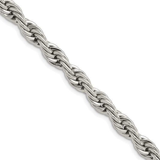 Chisel Stainless Steel Polished 7mm 18 inch Rope ChainSRN1244