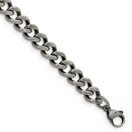 Chisel Stainless Steel Oxidized 7.5mm 8 inch Curb Chain SRN1611-8