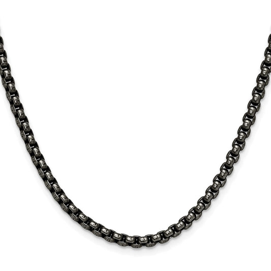 Chisel Stainless Steel Antiqued and Polished 3.9mm 20 inch Rounded Box ChainSRN1893