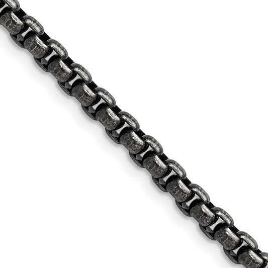 Chisel Stainless Steel Antiqued and Polished 3.9mm 18 inch Rounded Box ChainSRN1893