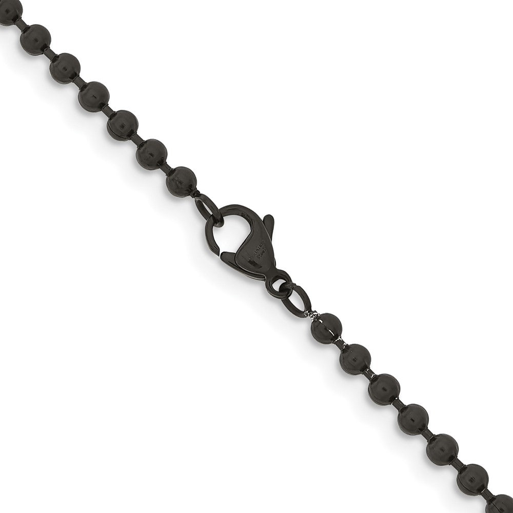 Chisel Stainless Steel Polished Black IP-plated  3mm 22 inch Ball ChainSRN223BP