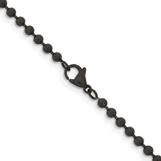 Chisel Stainless Steel Polished Black IP-plated  3mm 22 inch Ball ChainSRN223BP