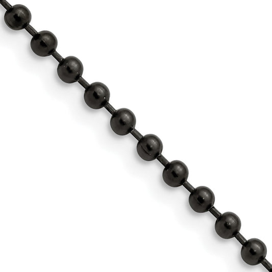 Chisel Stainless Steel Polished Black IP-plated 3mm 18 inch Ball ChainSRN223BP