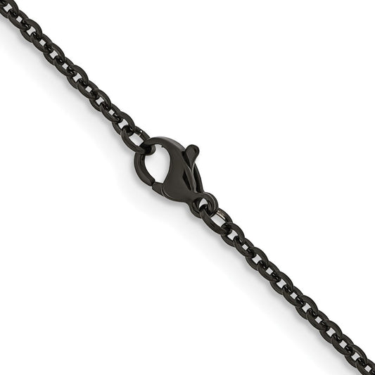 Chisel Stainless Steel Polished Black IP-plated 2.3mm 22 inch Cable ChainSRN228BP