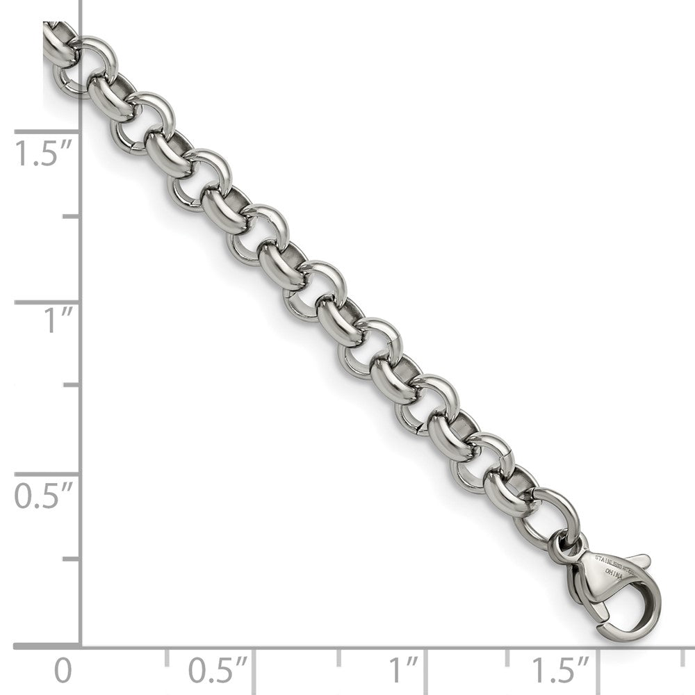 Chisel Stainless Steel Polished 6mm 7.5 inch Rolo Chain SRN231-7.5