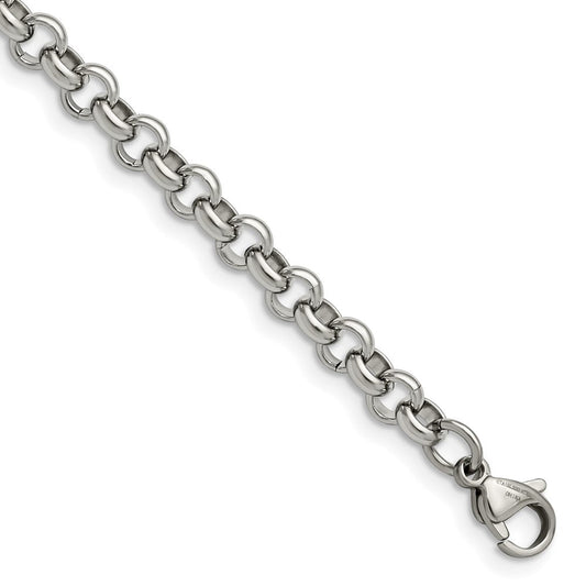 Chisel Stainless Steel Polished 6mm 7.5 inch Rolo Chain SRN231-7.5