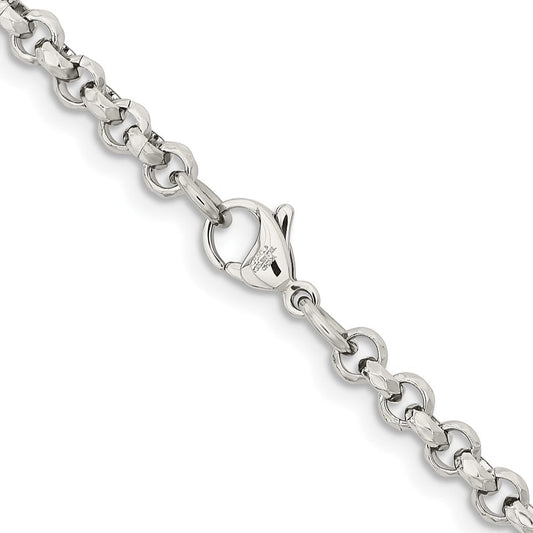 Chisel Stainless Steel Polished and Textured Fancy Rolo 22 inch ChainSRN2546