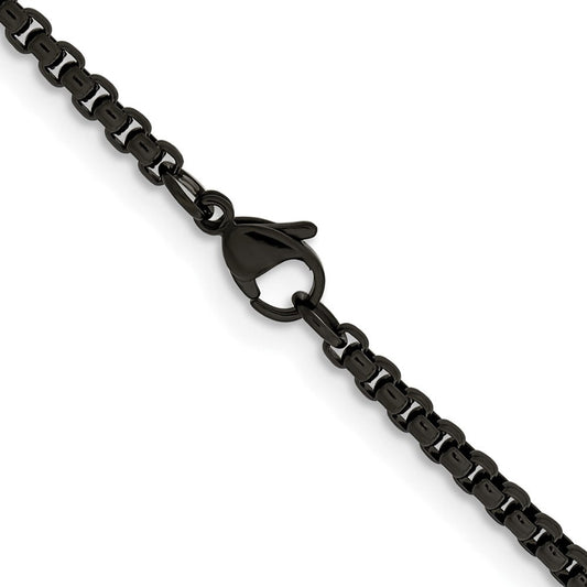 Chisel Stainless Steel Polished Black IP-plated 22 inch Box ChainSRN2710