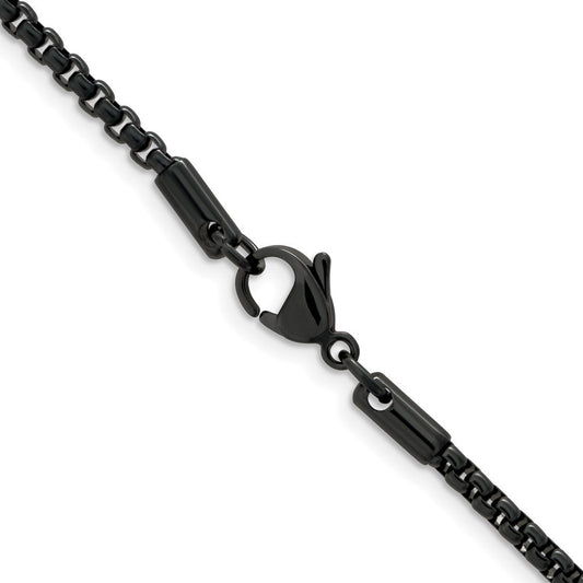 Chisel Stainless Steel Polished Blue and Grey IP-plated 2.5mm 22 inch Box ChainSRN2915