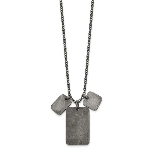 Chisel Stainless Steel Antiqued and Polished Dog Tags on a 27.5 inch Cable Chain NecklaceSRN3214-27.5