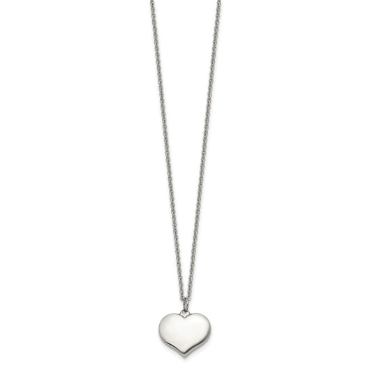 Chisel Stainless Steel Polished Heart Pendant on a 20.5 inch Plus 1 inch Extension Cable Chain NecklaceSRN3229-20.5