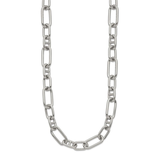 Chisel Stainless Steel Polished 9mm 16 inch Plus 2 inch Extension Open Link NecklaceSRN3336-16