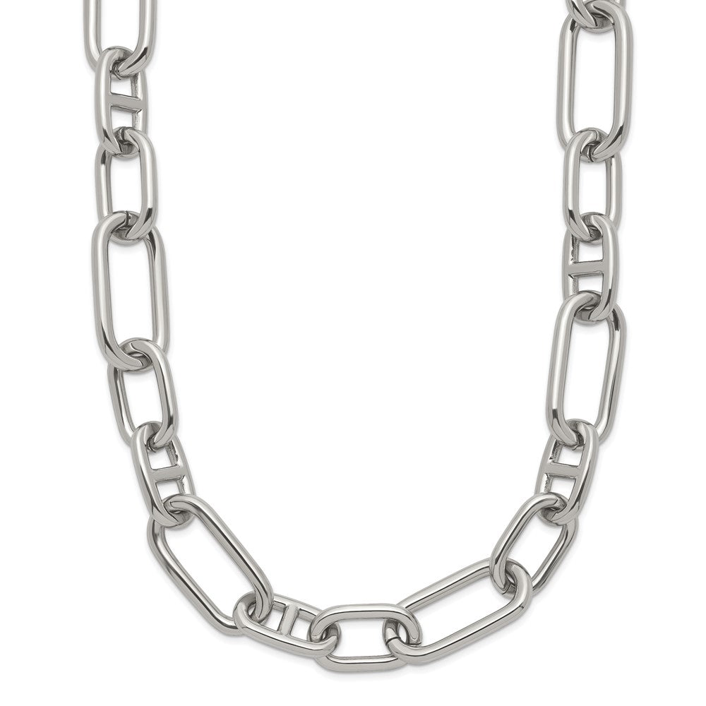 Chisel Stainless Steel Polished 9mm 16 inch Plus 2 inch Extension Open Link NecklaceSRN3336-16