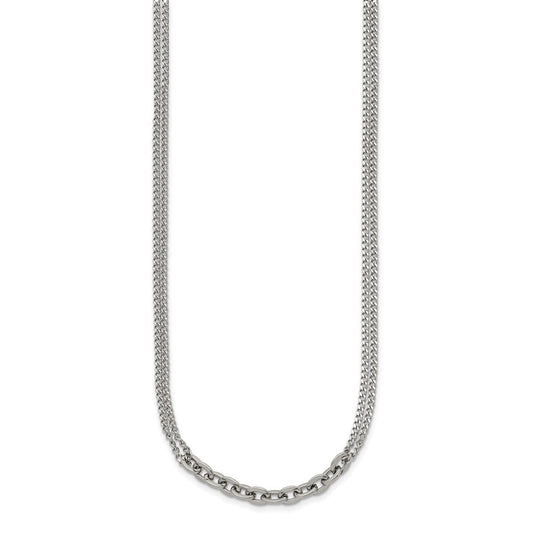 Chisel Stainless Steel Polished Two-Strand 18 inch Plus 2 inch Extension NecklaceSRN3342-18