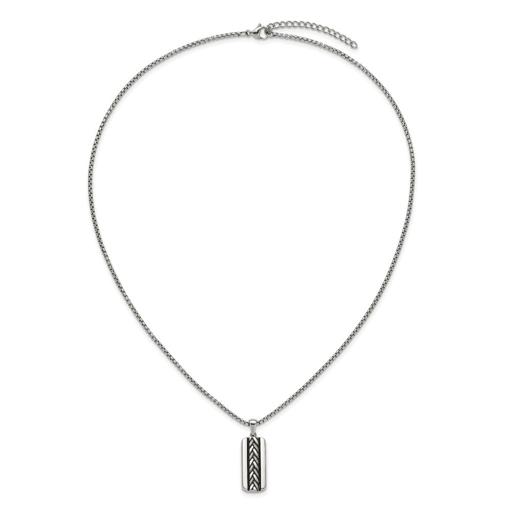 Chisel Stainless Steel Antiqued and Polished Pendant on a 20 inch Box Chain NecklaceSRN3362-20