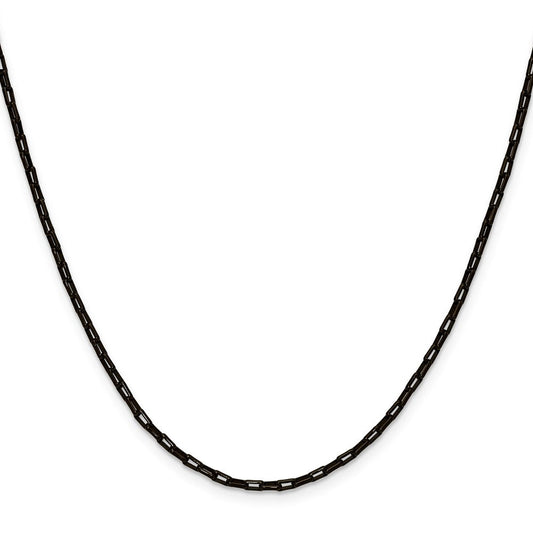 Chisel Stainless Steel Polished Black IP-plated 2.2mm 18 inch Fancy Box/Paperclip Link ChainSRN3399BP