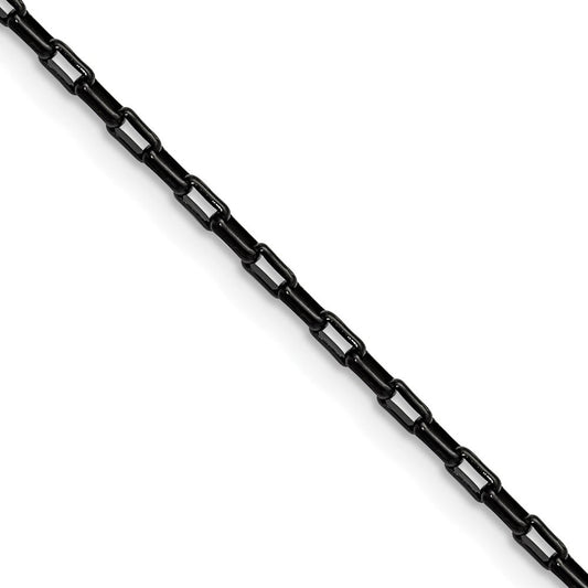 Chisel Stainless Steel Polished Black IP-plated 2.2mm 16 inch Fancy Box/Paperclip Link ChainSRN3399BP