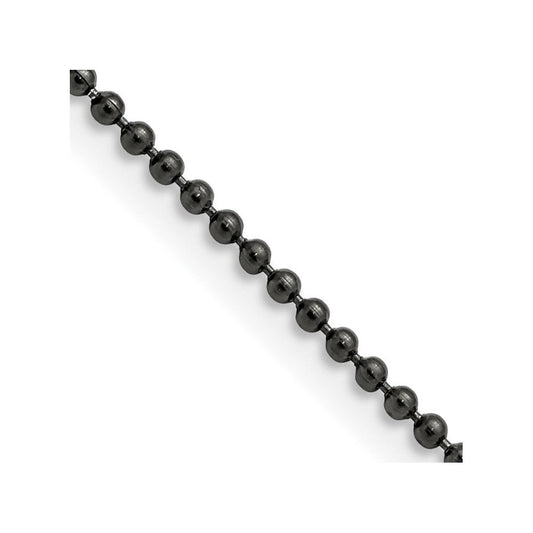 Chisel Stainless Steel Polished Black IP-plated 2mm 18 inch Ball ChainSRN667
