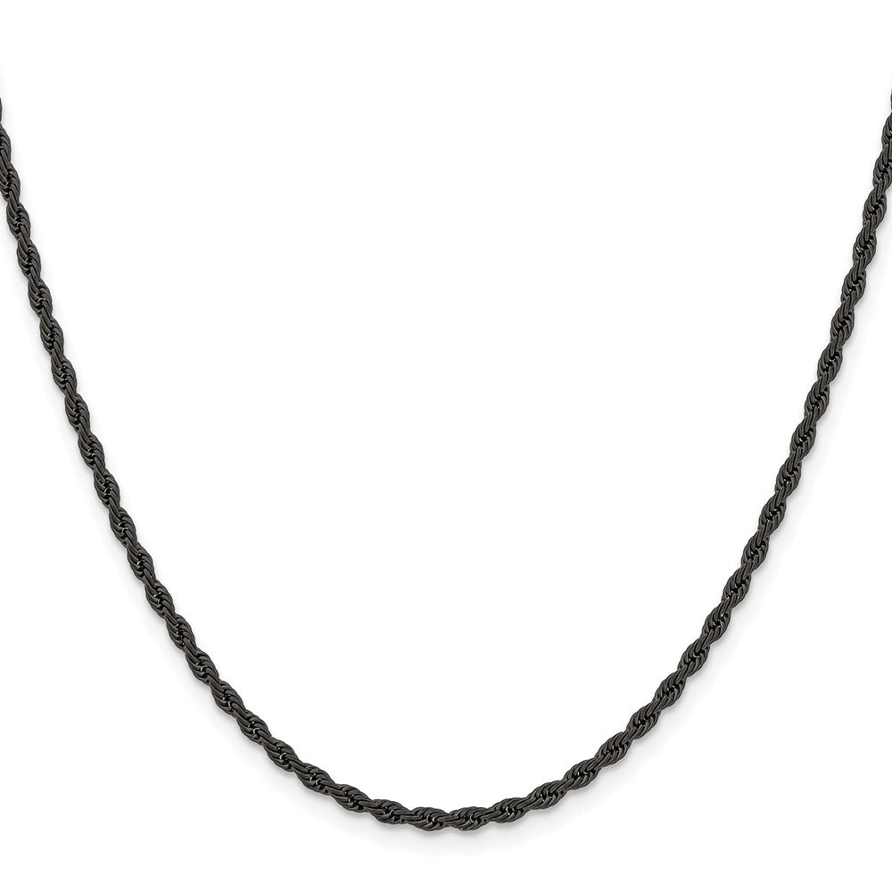 Chisel Stainless Steel Polished Black IP-plated 2.4mm 20 inch Rope ChainSRN672BP