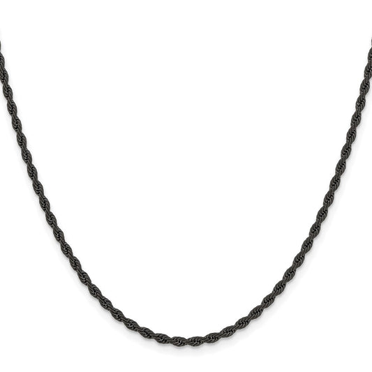 Chisel Stainless Steel Polished Black IP-plated 2.4mm 20 inch Rope ChainSRN672BP
