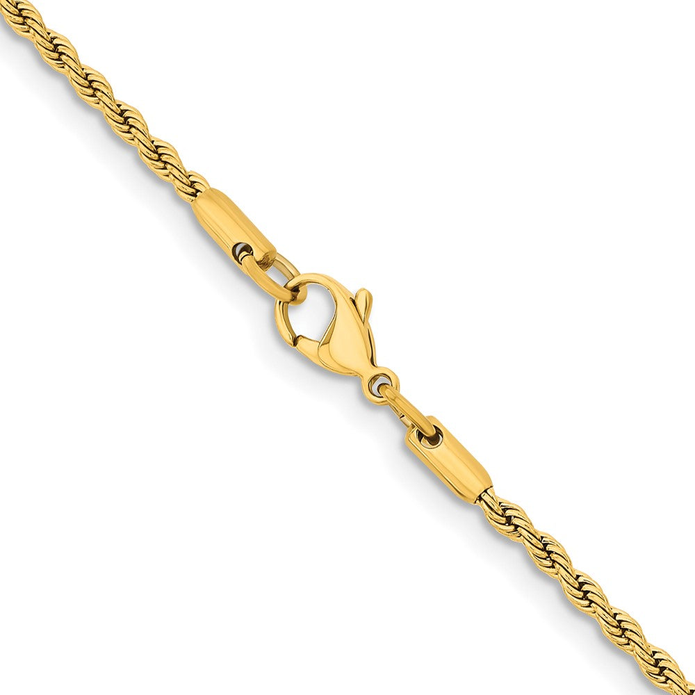 Chisel Stainless Steel Polished Yellow IP-plated 2.4mm 22 inch Rope ChainSRN672GP