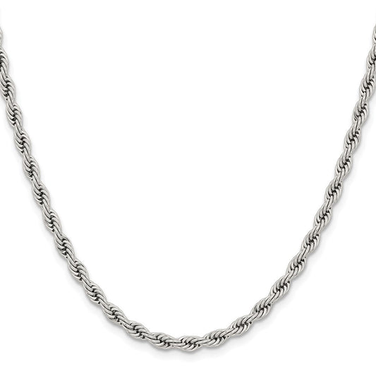 Chisel Stainless Steel Polished 4mm 20 inch Rope ChainSRN673