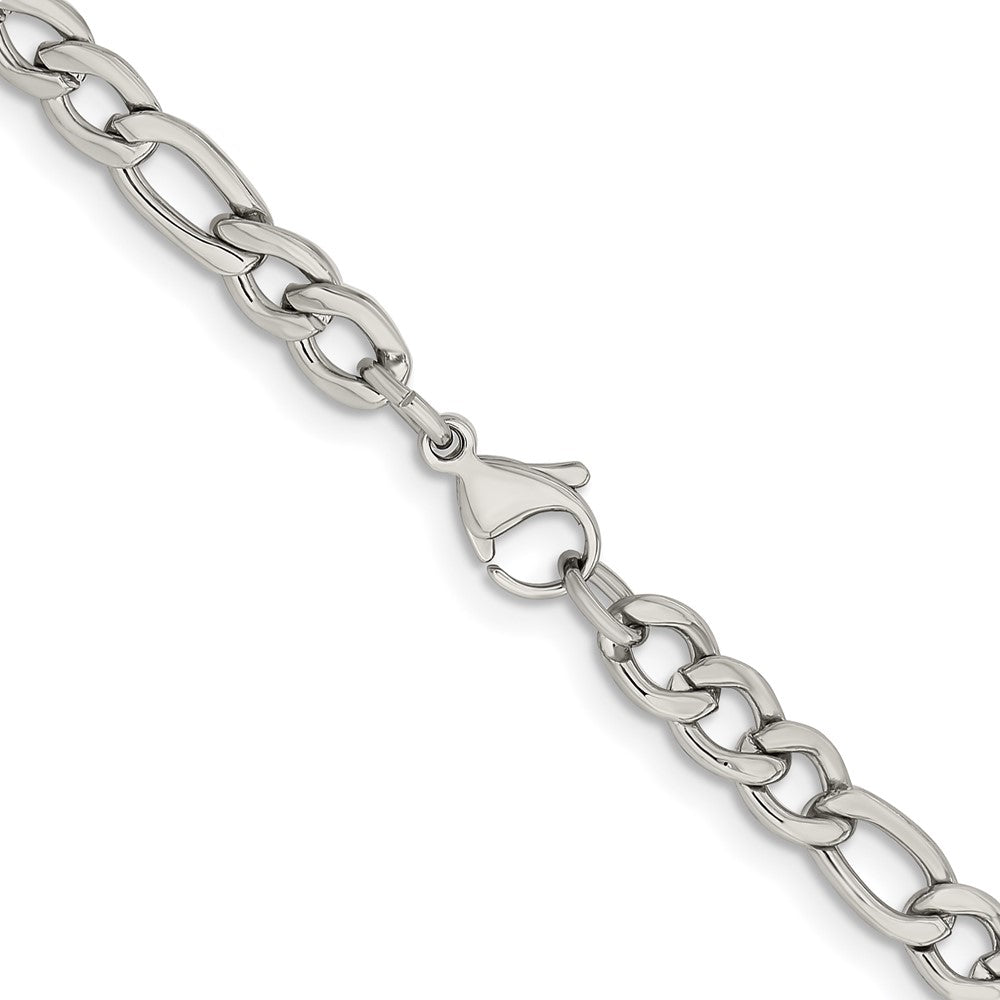 Chisel Stainless Steel Polished 5.3mm 24 inch Figaro ChainSRN679