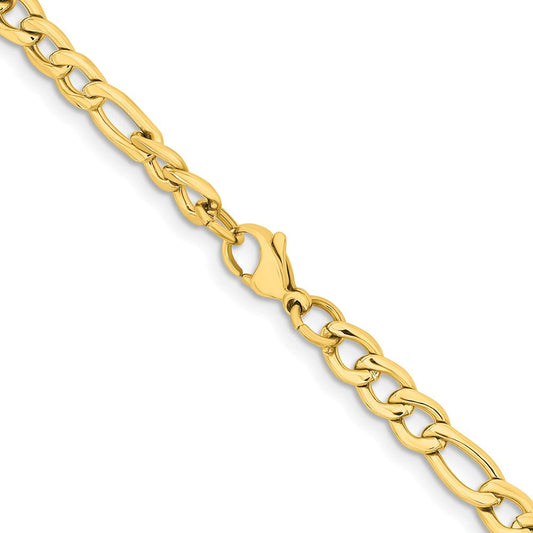 Chisel Stainless Steel Polished Yellow IP-plated 6.3mm 24 inch Figaro ChainSRN680GP