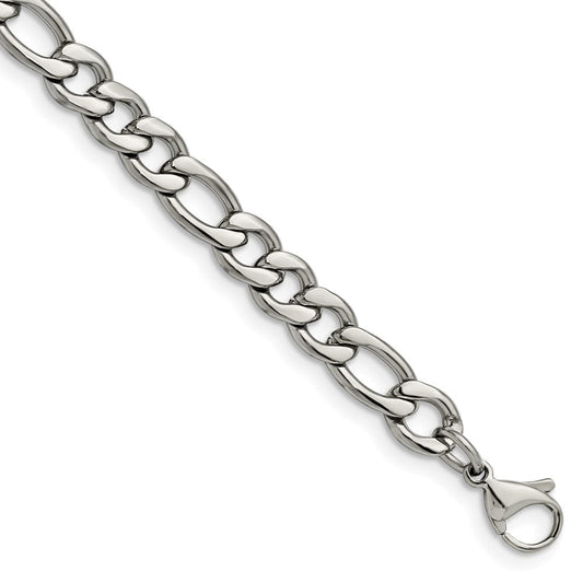 Chisel Stainless Steel Polished 6.75mm 8 inch Figaro Chain SRN681-8