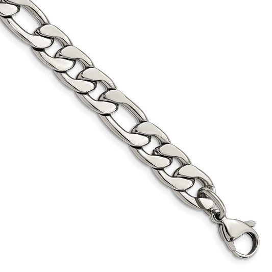 Chisel Stainless Steel Polished 8.75mm 8 inch Figaro Chain SRN682-8