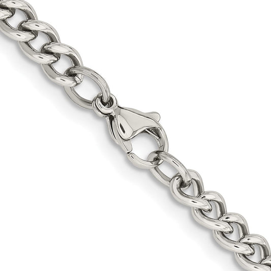 Chisel Stainless Steel Polished 5.3mm 22 inch Round Curb ChainSRN687
