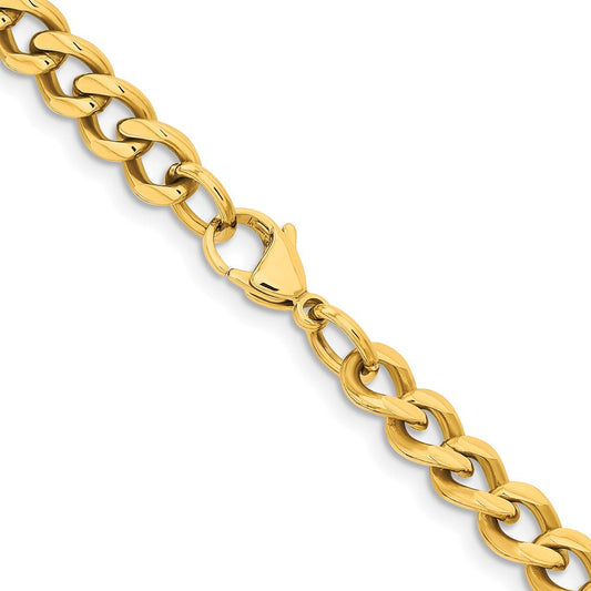 Chisel Stainless Steel Polished Yellow IP-plated 7.5mm 24 inch Curb ChainSRN690GP