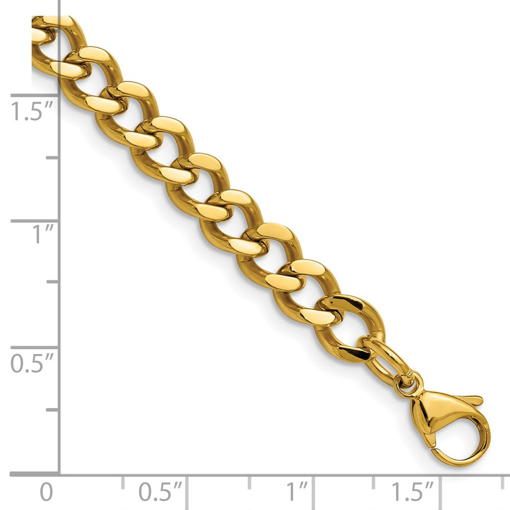 Chisel Stainless Steel Polished Yellow IP-plated 7.5mm 8 inch Curb Chain SRN690GP-8